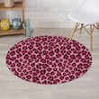 Red Leopard Skin Pink Theme Round Rug Home Decor