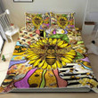 Colorful Bee Sunflower 3d Printed Quilt Set Home Decoration
