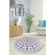 Cute Purple And White Floral Round Rug Home Decor