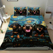 Three Dachshunds Starry Night 3d Printed Quilt Set Home Decoration