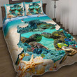 Sea Turtle Couple 3d Printed Quilt Set Home Decoration