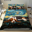 Cute Basset Hound Starry Night 3d Printed Quilt Set Home Decoration