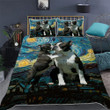 Love Boston Terrier Starry Night 3d Printed Quilt Set Home Decoration