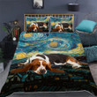 Cute Basset Hound Starry Night 3d Printed Quilt Set Home Decoration