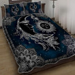 Grey And Navy Sun And Moon Mandala 3d Printed Quilt Set Home Decoration