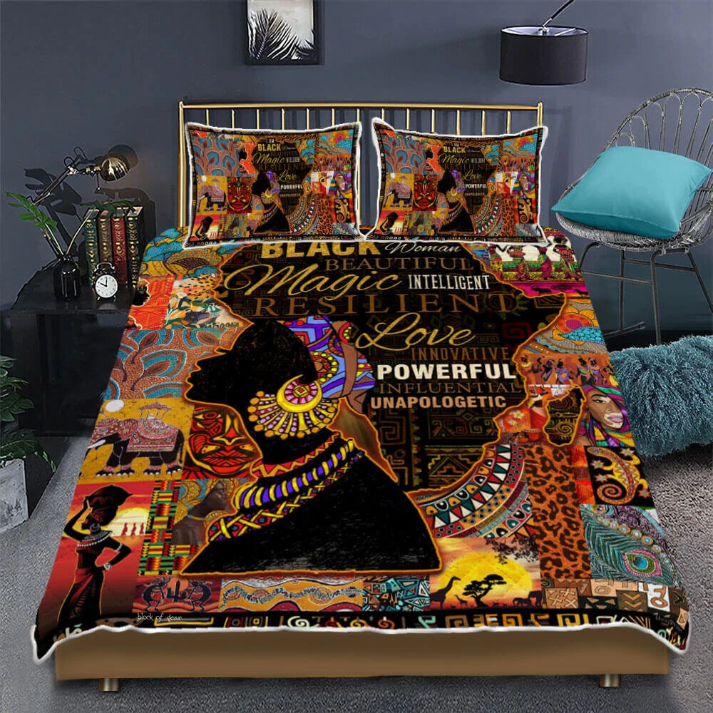 I Am Black Beautiful Magic Woman 3d Printed Quilt Set Home Decoration