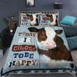 Cow Heifer Today I Choose To Be Happy 3d Printed Quilt Set Home Decoration