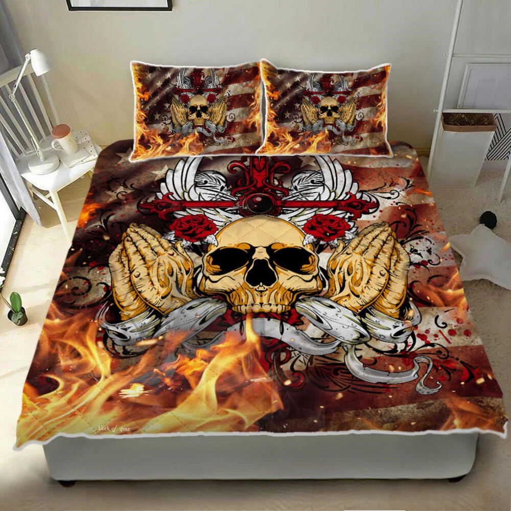 Skull &amp; Cross 3d Printed Quilt Set Home Decoration