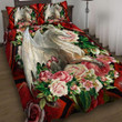 Beauty White Dragon With Flowers 3d Printed Quilt Set Home Decoration