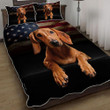 Red Dachshund 3d Printed Quilt Set Home Decoration