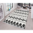 Black Rhombus White Theme Beautiful Design Area Rug Floor Mat Home Decor