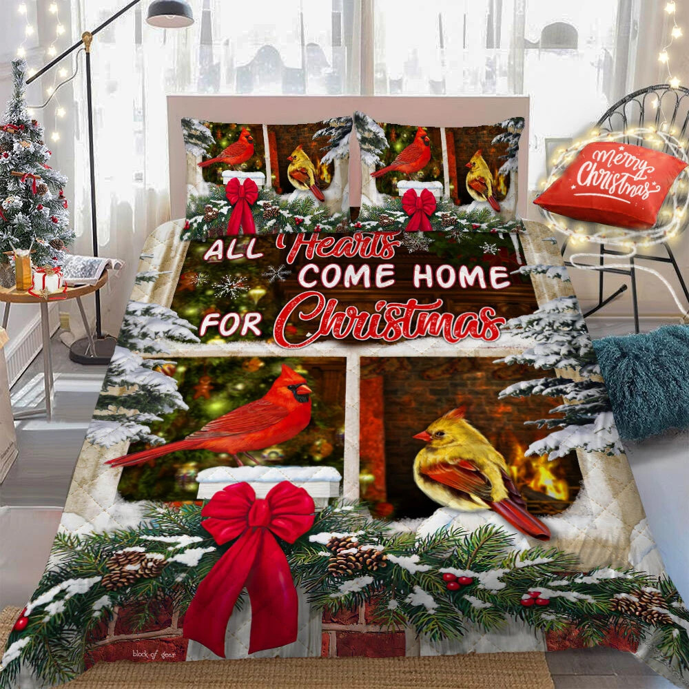 All Hearts Come Home For Christmas 3d Printed Quilt Set Home Decoration