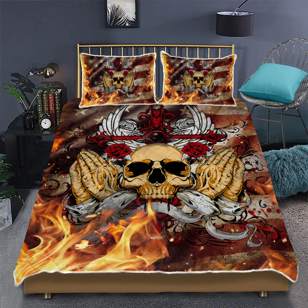 Skull &amp; Cross 3d Printed Quilt Set Home Decoration