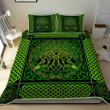 Yggdrasil Symbol With Raven Green 3d Printed Quilt Set Home Decoration
