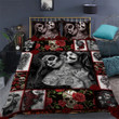 Red Rose Girl Skull Tattoo 3d Printed Quilt Set Home Decoration