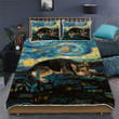 Sleeping German Shepherd Starry Night 3d Printed Quilt Set Home Decoration