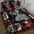 Red Rose Girl Skull Tattoo 3d Printed Quilt Set Home Decoration