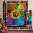 Hippie Sunflower Peace Sign Sherpa Fleece Blanket
