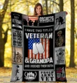 I Have Two Titles Veteran And Grandpa And I Rocked Them Both Sherpa Fleece Blanket
