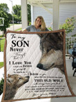 Mom Gift For Son This Old Wolf Will Always Have Your Back Quilt Blanket