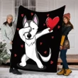 Cool Dabbing Husky Dog Valentines Day Gifts For Lover Sherpa Fleece Blanket