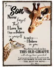 Gift For Son Never Forget That I Love You Giraffe Sherpa Fleece Blanket