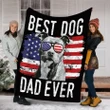 Staffordshire Bull Terrier Dog With American Flag Glasses Sherpa Fleece Blanket