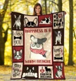 Happiness Is A Warm Frenchie French Bulldog Dog Sherpa Fleece Blanket