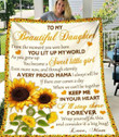 You Are Powerful Brave And Beautiful You Know Gift For Daughter Sunflowers Sherpa Fleece Blanket