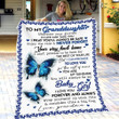 Blue Butterflies Gift For Granddaughter You Are My Sunshine Sherpa Fleece Blanket