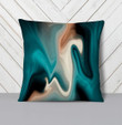 Marble Teal Black And Tan Swirl Printed Cushion Cover