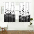Black Musical Notes And Piano Printed Window Curtains Home Decor