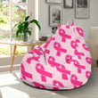 Breast Cancer Awareness Pink Ribbon Print Pattern Bean Bag Cover