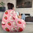 Strawberry Cake Pattern Print Bean Bag Cover