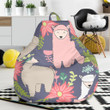 Alpaca Floral Pattern Print Bean Bag Cover