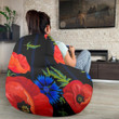 Poppy Red Floral Pattern Print Bean Bag Cover