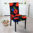 Poppy Red Floral Pattern Print Chair Cover
