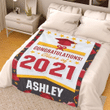 Red Yellow Pattern Personalized Graduation Back To School Custom Name Year Fleece Blanket