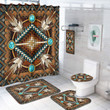 Mandala Brown Native American Shower Curtain And Bath Mat Bathroom Set Home Decor