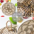 Ancient Antique Pattern Handcrafted Wicker Rattan Wall Hanging Basket Bowl Tray Decorative For Living Room Bedroom