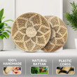 Black Yellow White Flower Pattern Handcrafted Wicker Rattan Wall Hanging Basket Bowl Tray Decorative For Living Room Bedroom
