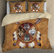Native American Boho Wolf Dreamcatcher Brown Theme Duvet Cover Bedding Set Bedroom Decor