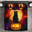 Happy Halloween Black Cat Stand On Pumpkin Theme Duvet Cover Bedding Set Bedroom Decor