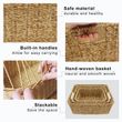 Brown Rectangular Handcrafted Rattan Organizing Storage Basket Decorative For Kitchen Bathroom Living Room Bedroom