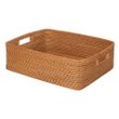 Honey Brown Rectangular Handcrafted Rattan Organizing Storage Basket Decorative For Kitchen Bathroom Living Room Bedroom