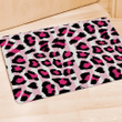Pink Striped Leopard Door Mat