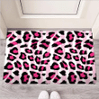 Pink Striped Leopard Door Mat