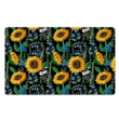Black Sunflower Floral Door Mat
