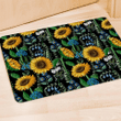 Black Sunflower Floral Door Mat