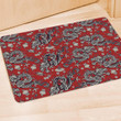 Red Chinese Dragon Floral Print Door Mat